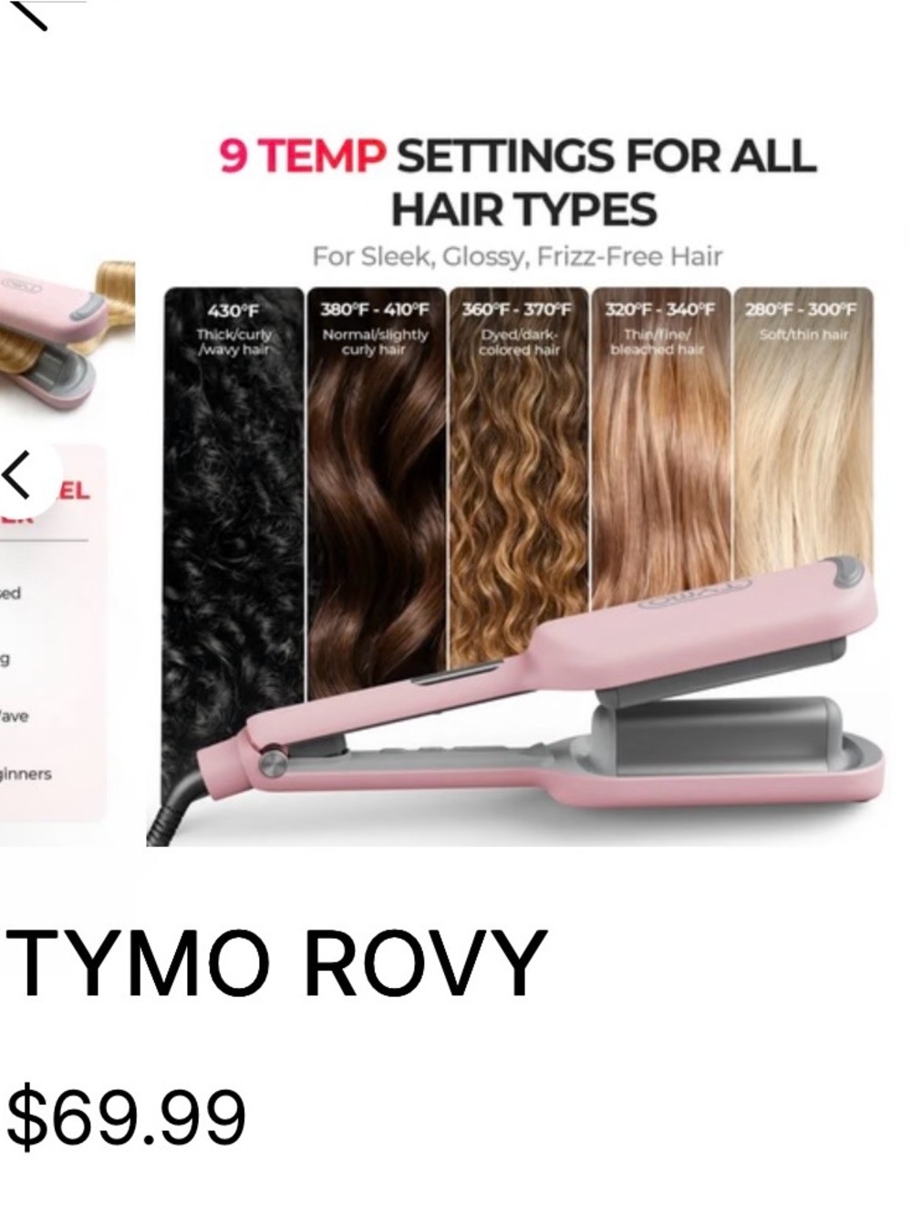 Tymo Rovy Wave Curling Iron Compact - New, unopened - Picture 5 of 10
